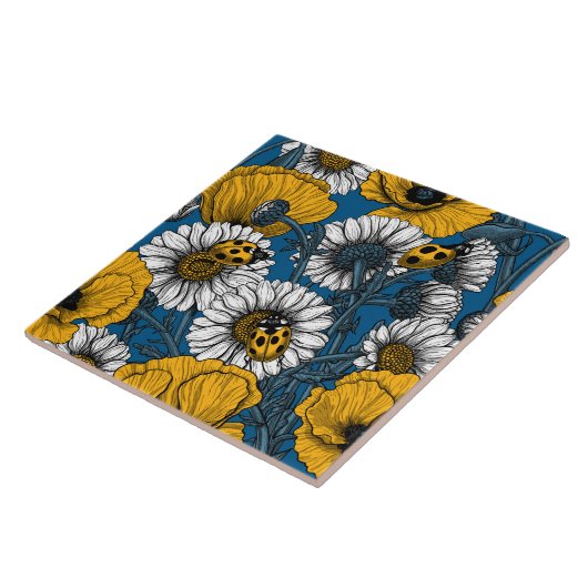 De weide is geel en blauw tegeltje (Zijkant)