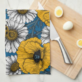 De weide is geel en blauw theedoek (Quarter Fold)