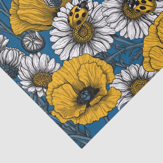 De weide is geel en blauw tissuepapier (Detail)