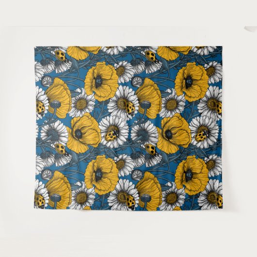 De weide is geel en blauw wandkleed (Voorkant (horizontaal))