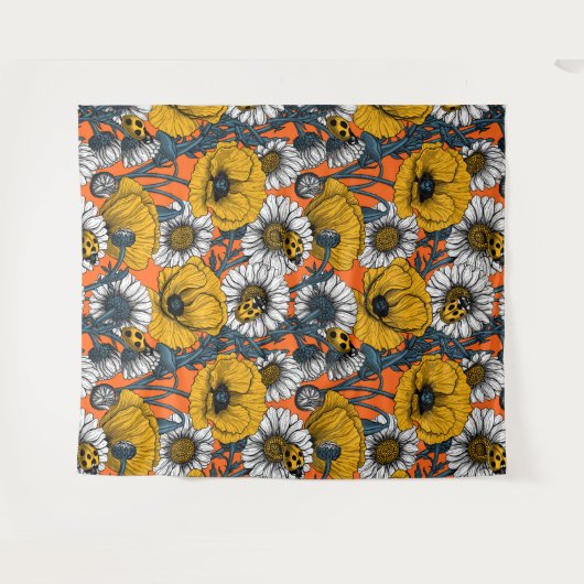 De weide is geel en blauw wandkleed (Voorkant (horizontaal))