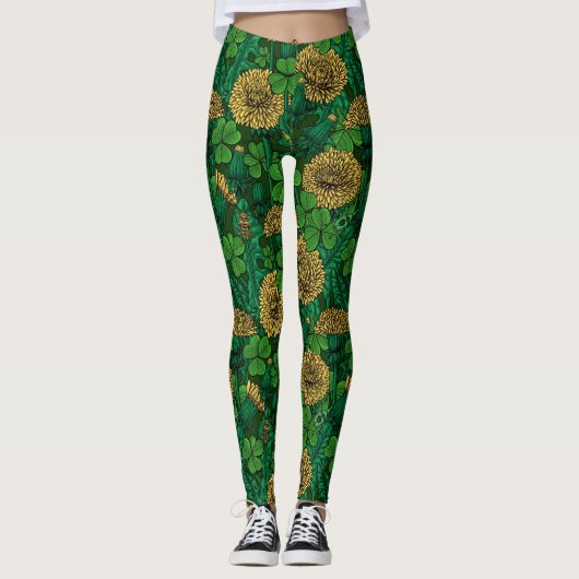 De weide is groen en geel leggings (Voorkant)