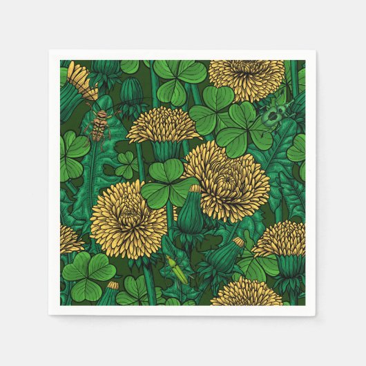 De weide is groen en geel servet (Voorkant)