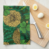 De weide is groen en geel theedoek (Quarter Fold)