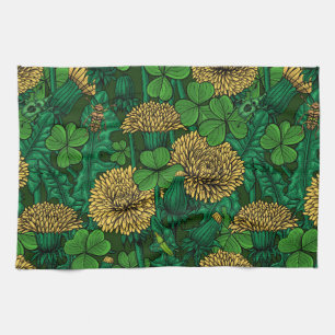 De weide is groen en geel theedoek