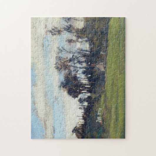 De weide met de Trees Monet Fine Art Legpuzzel (Verticaal)
