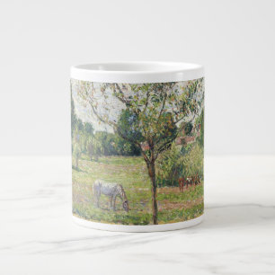 De weide met grijze paard, Eragny, Olieverfschilde Grote Koffiekop