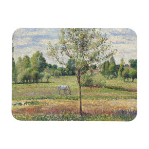 De weide met grijze paard, Eragny, Olieverfschilde Magneet