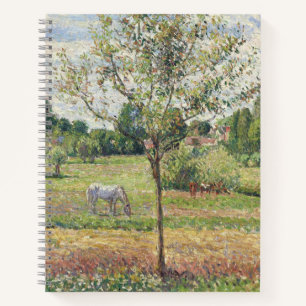 De weide met grijze paard, Eragny, Olieverfschilde Notitieboek
