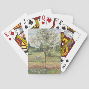 De weide met grijze paard, Eragny, Olieverfschilde Pokerkaarten