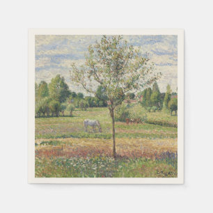 De weide met grijze paard, Eragny, Olieverfschilde Servet