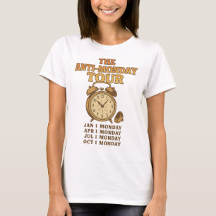 De  wekkerretro van de Anti-Monday Tour T-shirt
