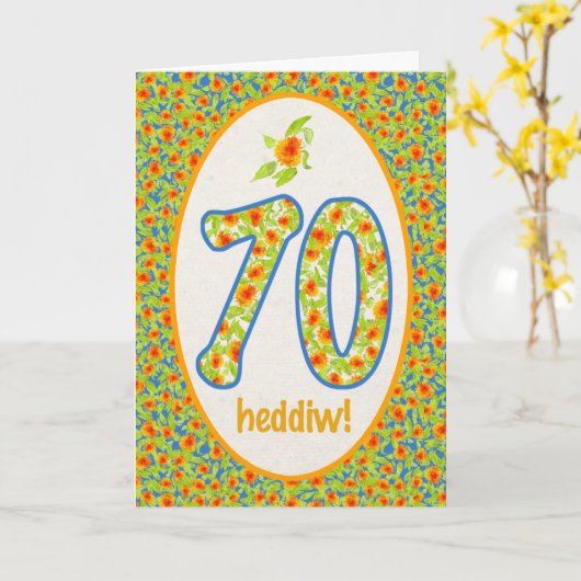 De Welse 70ste Kaart van de Verjaardag, de Oranje (Gele Bloem)