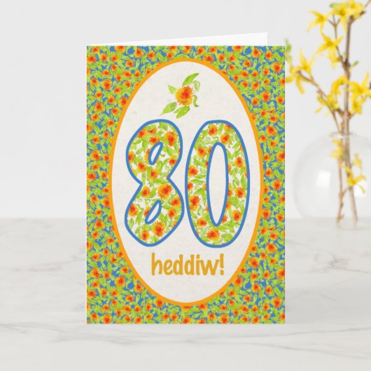 De Welse 80ste Kaart van de Verjaardag, de Oranje (Gele Bloem)