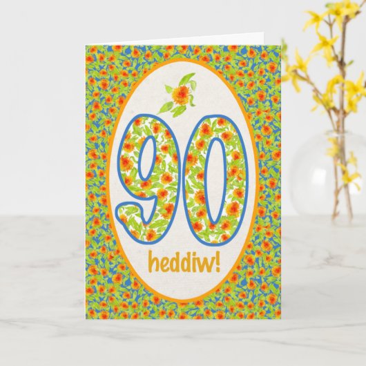 De Welse 90ste Kaart van de Verjaardag, de Oranje (Gele Bloem)