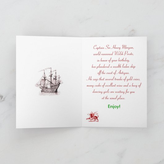 De Welse Groet van de Verjaardag van de Piraat Kaart (Binnen)