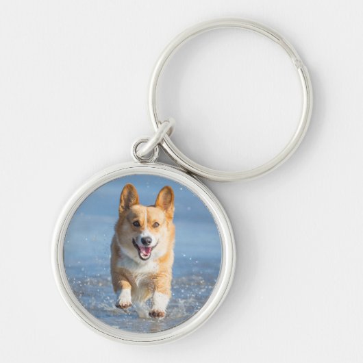 De Welse Hond Corgi die van Pembroke op het Strand Sleutelhanger (Voorkant)
