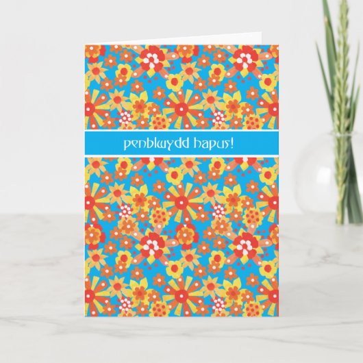 De Welse Kaart van de Verjaardag, Oranje Bloemen (Voorkant)