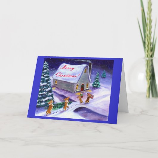 De Welse Kerstkaart Corgi van Pembroke Feestdagen Kaart (Voorkant)