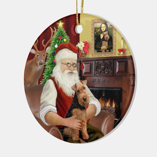 De Welsh Terrier van Santas Keramisch Ornament (Links)