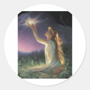 De wensen tussen de sterren ronde sticker