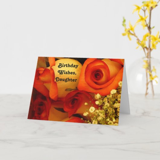 De Wensen van de verjaardag, Dochter, oranje & Kaart (Gele Bloem)