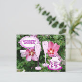 De wensen van het huwelijk, champagne en briefkaart (Staand voorkant)