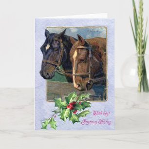 De Wensen van Kerstmis, de Vintage van Paarden Feestdagen Kaart