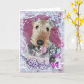 De Wenskaarten van Airedale Terrier Kaart (Gele Bloem)