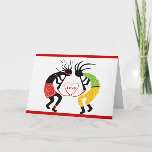 De Wenskaarten van de Liefde van Kokopelli Kaart (Voorkant)