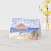 De Wenskaarten van de Paraplu van het strand Kaart (Gele Bloem)