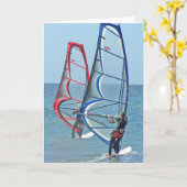 De Wenskaarten van het Trio van Windsurfer Kaart (Gele Bloem)