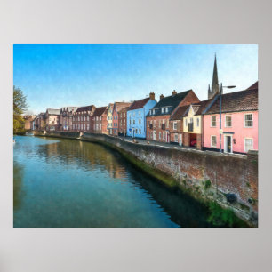 De Wensum Quayside Norwich Norfolk UK Poster