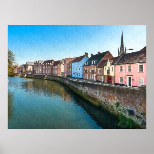 De Wensum Quayside Norwich Norfolk UK Poster (Voorkant)