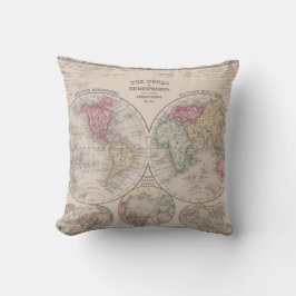 De wereld 1860 - Oostelijke en Westelijke hemisfer Kussen