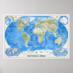 " De wereld: 2011/2011 - Fysieke Wereldkaart... Poster