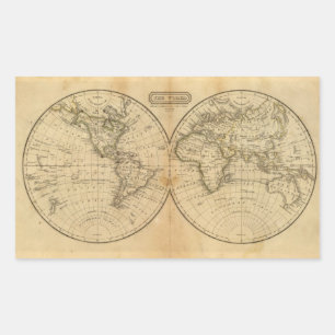 De wereld 2 rechthoekige sticker