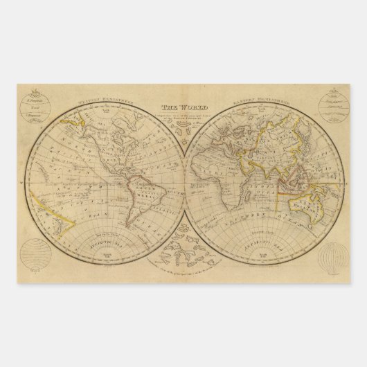 De wereld 3 rechthoekige sticker (Voorkant)