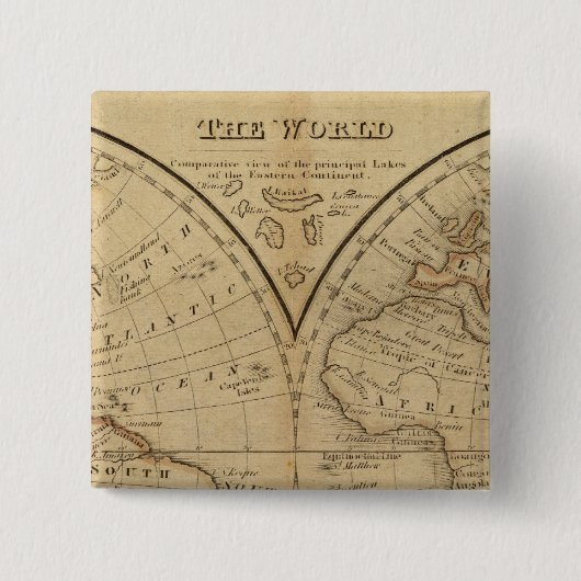 De wereld 3 vierkante button 5,1 cm (Voorkant)