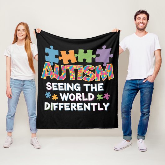 De Wereld Anders Bekijken Autisme Bewustzijn Fleece Deken (In situ)