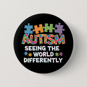 De Wereld Anders Bekijken Autisme Bewustzijn Ronde Button 5,7 Cm