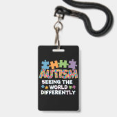 De wereld anders zien Autisme bewustzijn Badge (Voorzijde met lanyard)
