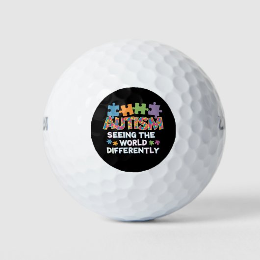 De wereld anders zien Autisme Bewustzijn Golfballen (Voorkant)