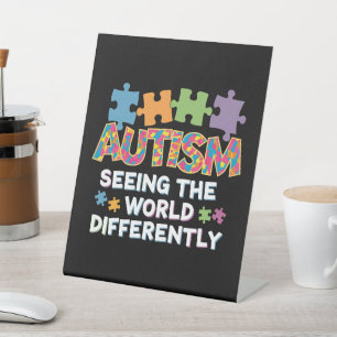 De wereld anders zien Autisme Bewustzijn Reclamebord Met Voetstuk