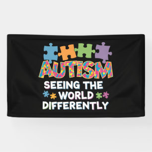 De wereld anders zien Autisme bewustzijn Spandoek