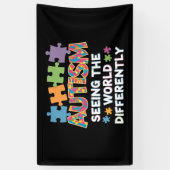 De wereld anders zien Autisme bewustzijn Spandoek (Verticaal)