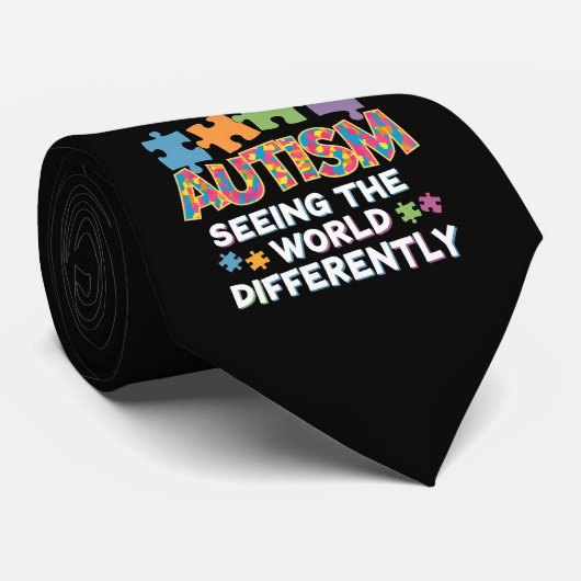 De wereld anders zien Autisme Bewustzijn Stropdas (Opgerold)