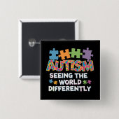 De wereld anders zien: Autisme bewustzijn Vierkante Button 5,1 Cm (Voorkant /achterkant)