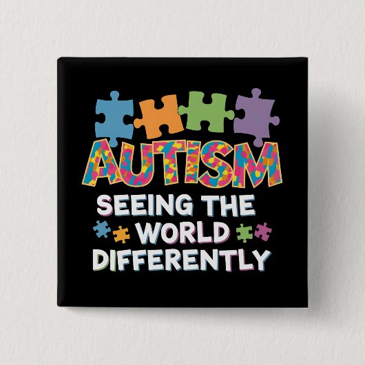 De wereld anders zien: Autisme bewustzijn Vierkante Button 5,1 Cm (Voorkant)