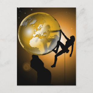 De wereld beklimmen briefkaart